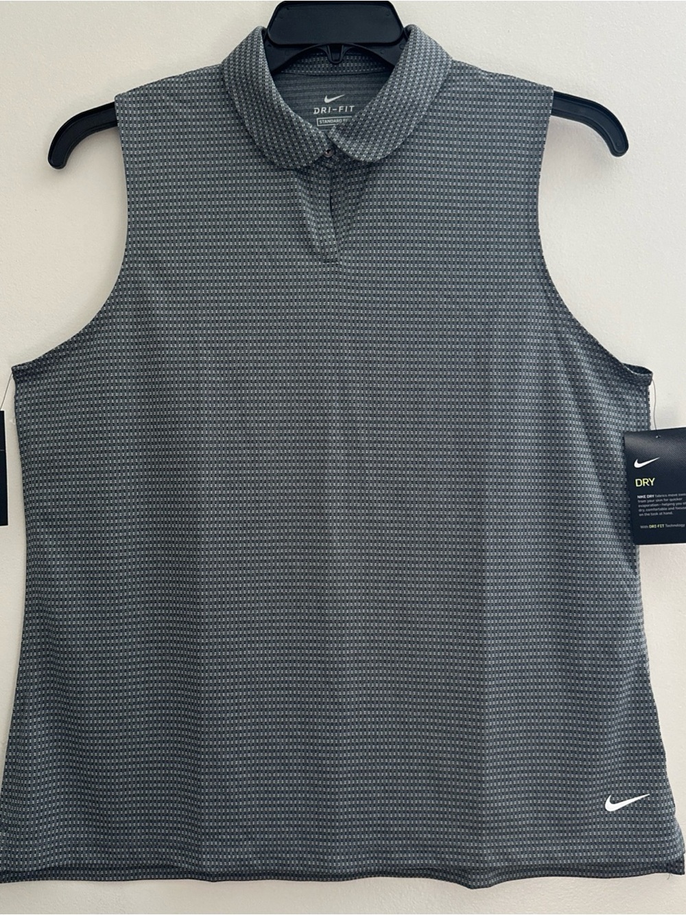 NWT Nike Polo Shirt Womens Size XL Sleeveless Gray Outdoors Golf Dri-Fit New